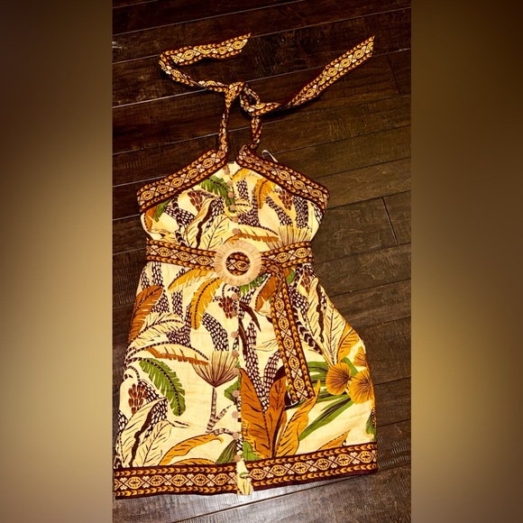 FARM Rio Dresses & Skirts - Farm Rio Tropical Print Halter Dress with Belt